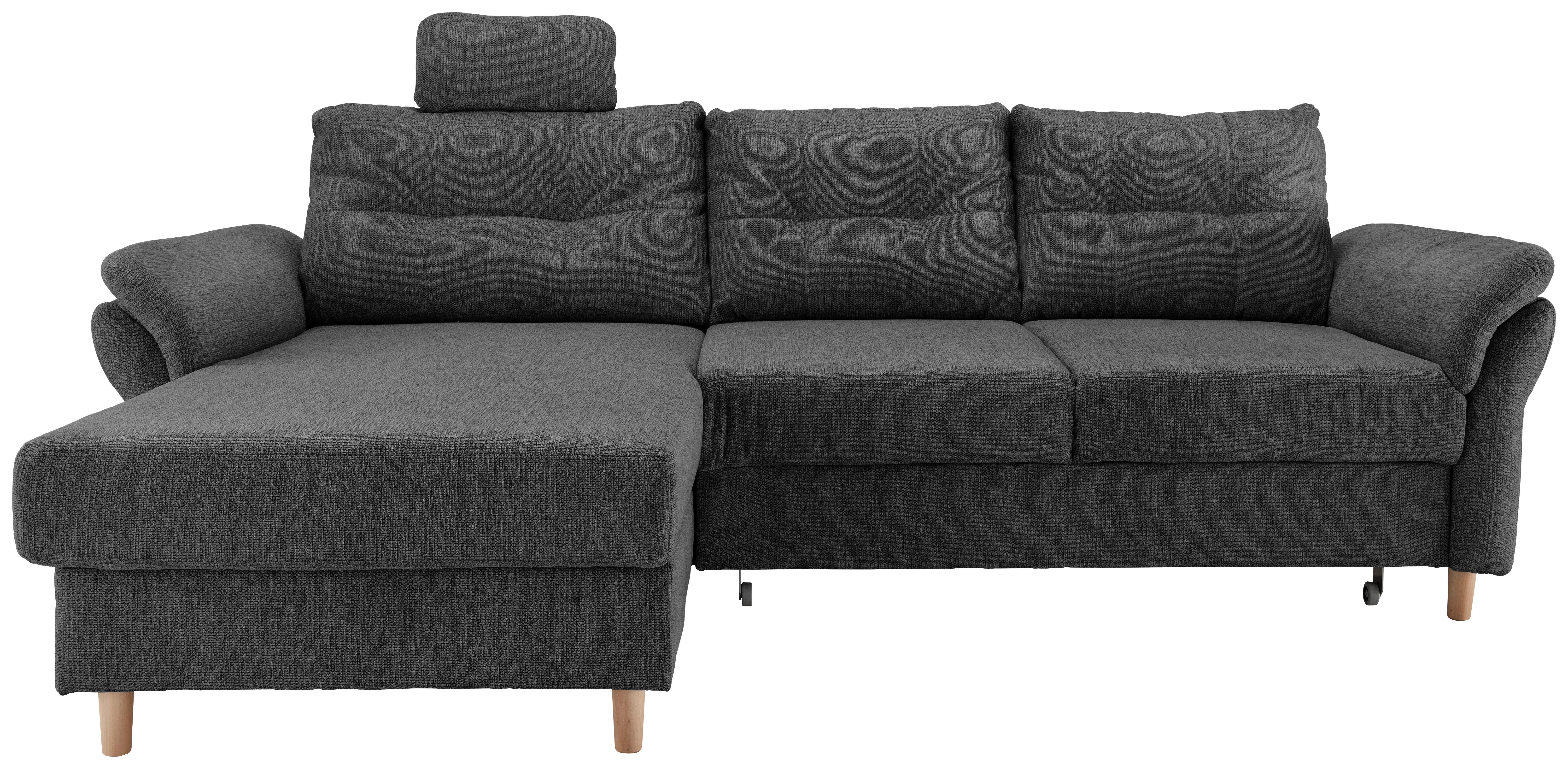 Ecksofa Brizzini mit Schlaf- Funktion, Anthrazit, 176x250 - Anthrazit/Naturfarben, MODERN, Textil (176/250cm) - Livetastic