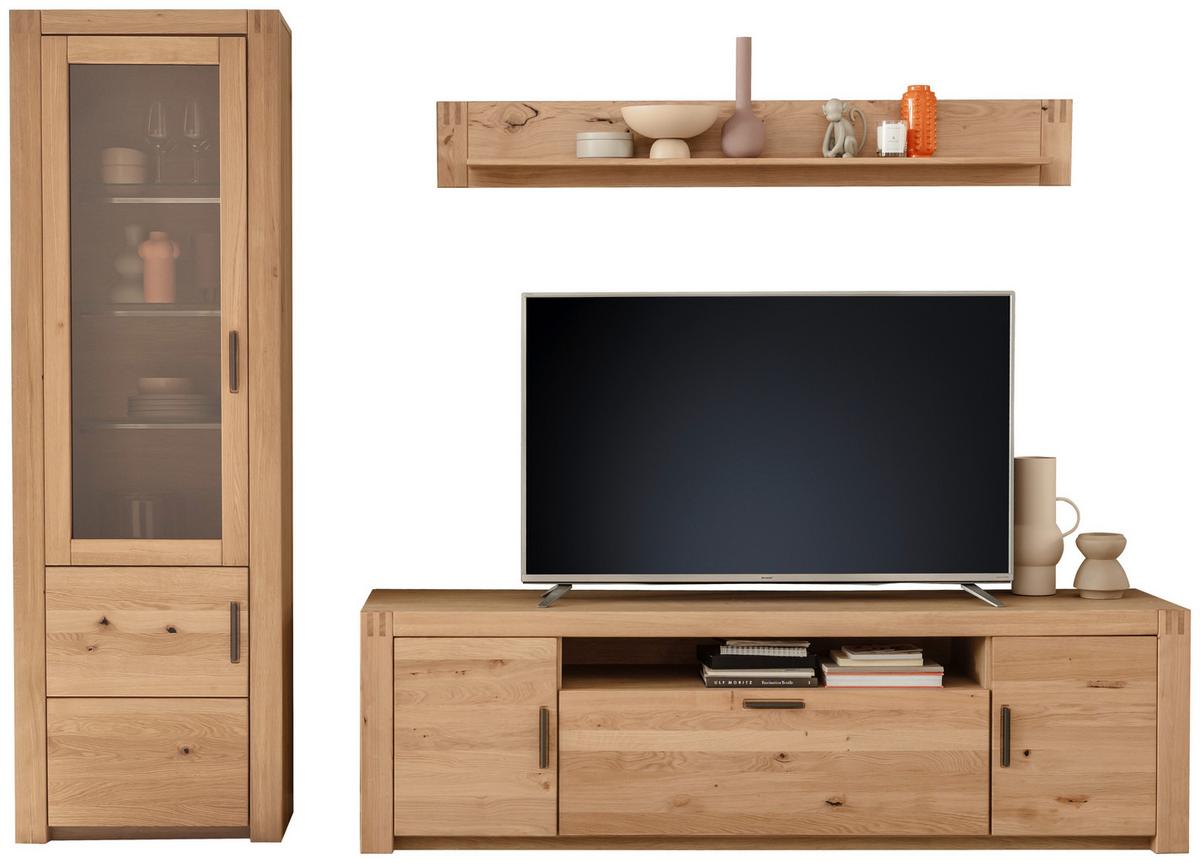 Wohnwand Prag - Eichefarben, Design, Glas/Holz (283/203/50cm)