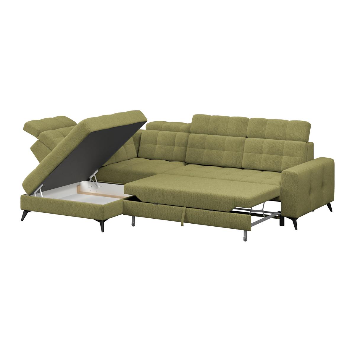 Ecksofa Barletta New Velours Grün, 228x289cm - Schwarz/Grün, ROMANTIK / LANDHAUS, Textil (228/289cm) - Luca Bessoni