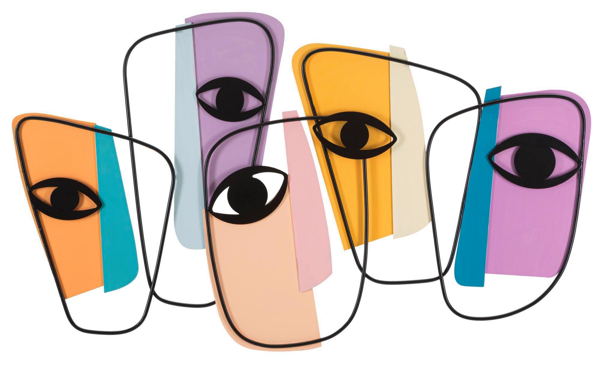 Wanddeko Eyes A Beige, Gelb, Lila B: 120 Cm - Gelb/Beige, Basics, Metall (120/72/2cm)