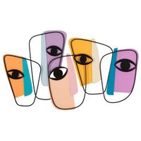 Wanddeko Eyes A Beige, Gelb, Lila B: 120 cm - Gelb/Beige, Basics, Metall (120/72/2cm)