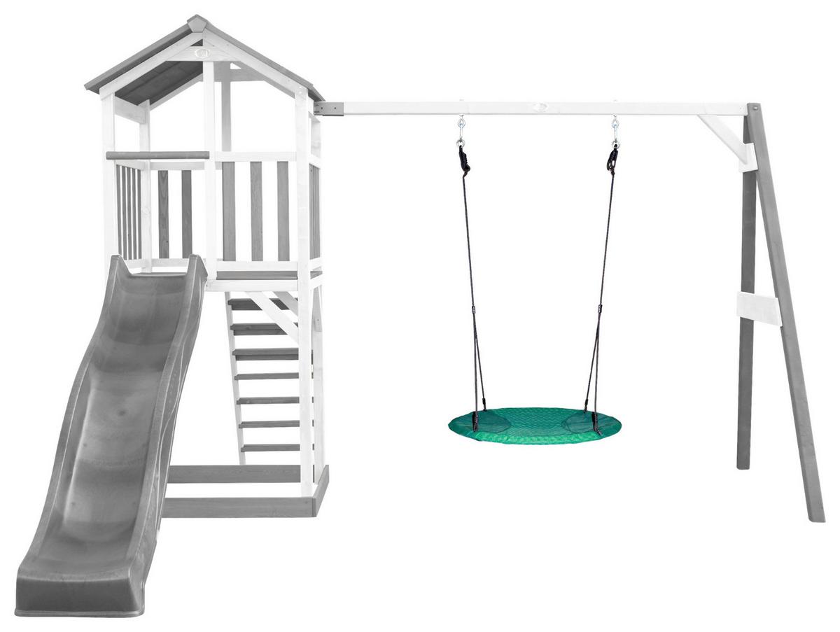 Spielturm A025.123.82 - Weiß/Grau, KONVENTIONELL, Holz/Kunststoff (356,6/241,9/349cm) - Ambia Garden