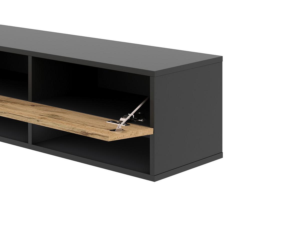 Lowboard Derby 200 - Eiche Wotan/Schwarz, Design, Holzwerkstoff (200/31,5/32,5cm) - Livetastic