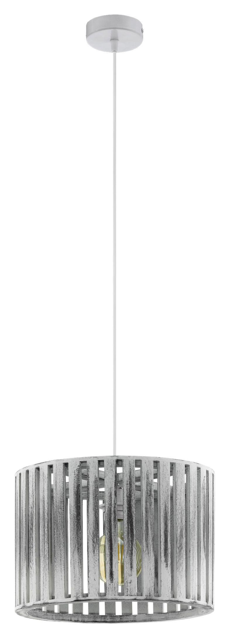 Hängeleuchte Kinross 1 - Weiß, MODERN, Holz/Metall (37/110cm)