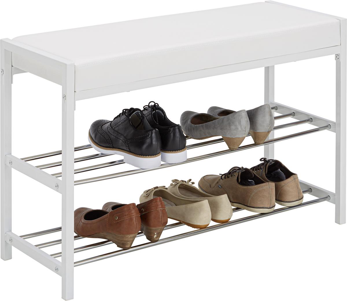 Šatní lavice ELLIE - bílá/barvy chromu, Moderní, kov/textil (80/52/30cm) - Mömax