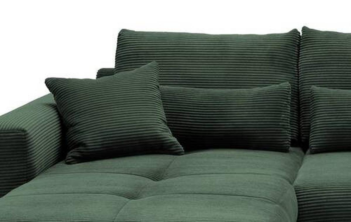 Ecksofa Federico Dunkelgrün S: 188/302 Cm - Dunkelgrün/Schwarz, MODERN, Holz/Textil (188/302cm) - MID.YOU