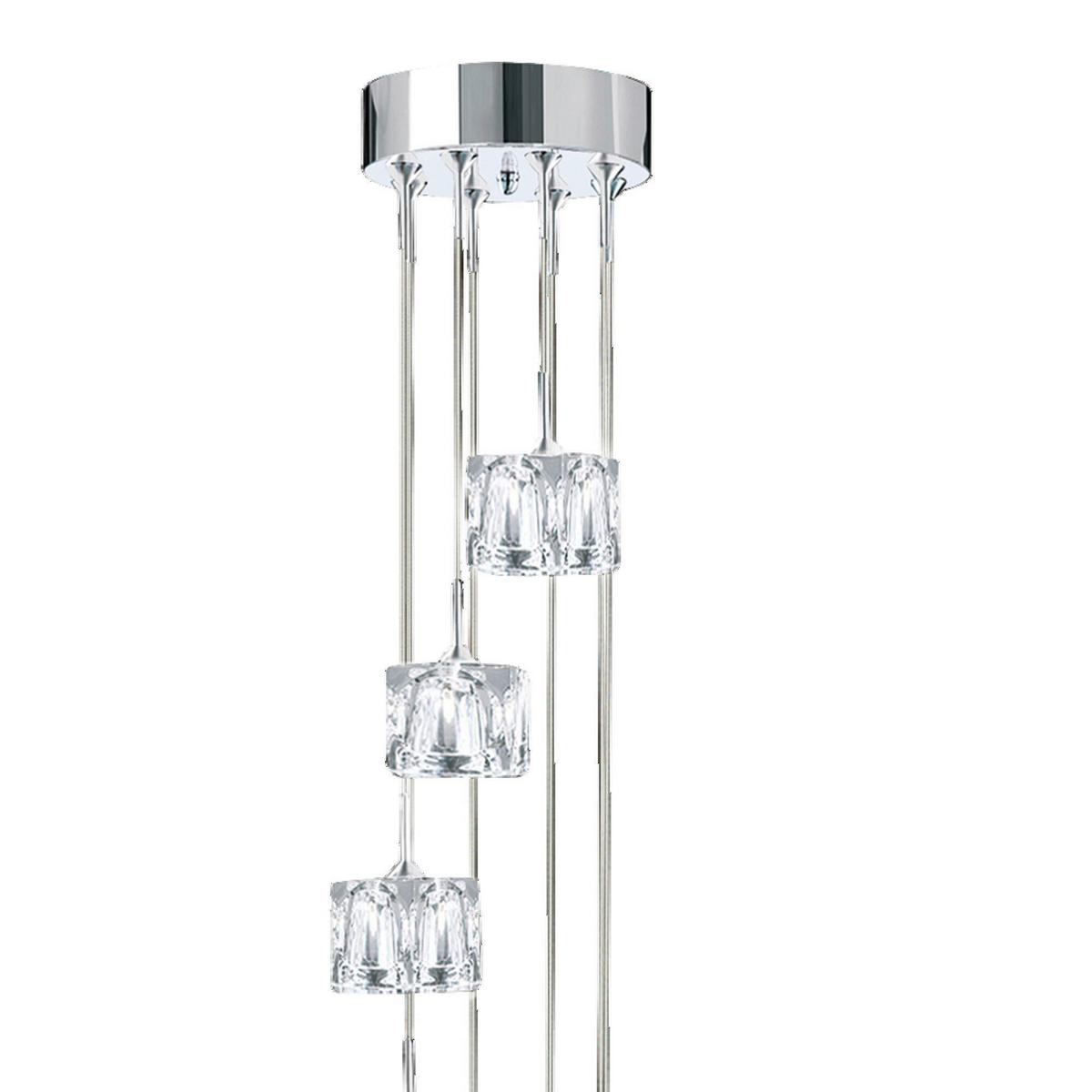 LED-Hängeleuchte Ice Cube 6778-8-Led - Chromfarben, Design, Glas/Metall (20/150cm)