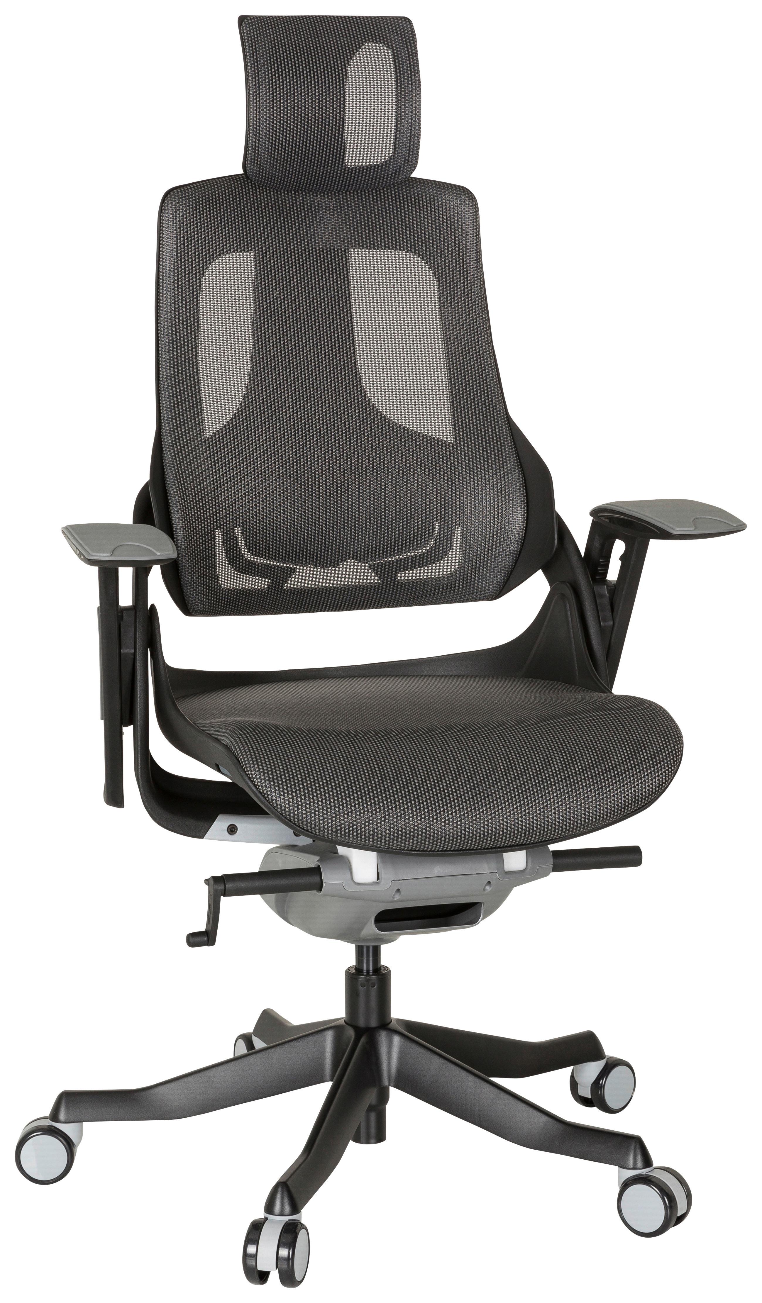 Drehstuhl Spektre Black Höhenverstellbar Grau/schwarz - Schwarz/Grau, MODERN, Kunststoff/Textil (67/116/54cm) - MID.YOU