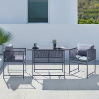 Záhradní souprava STELA - šedá/černá, Moderní, kov/textil - Bessagi Garden