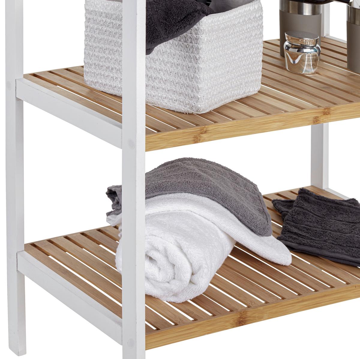Regal Bambu B 70cm, Weiß/braun - Weiß/Braun, MODERN, Holz/Holzwerkstoff (70/110/33cm)
