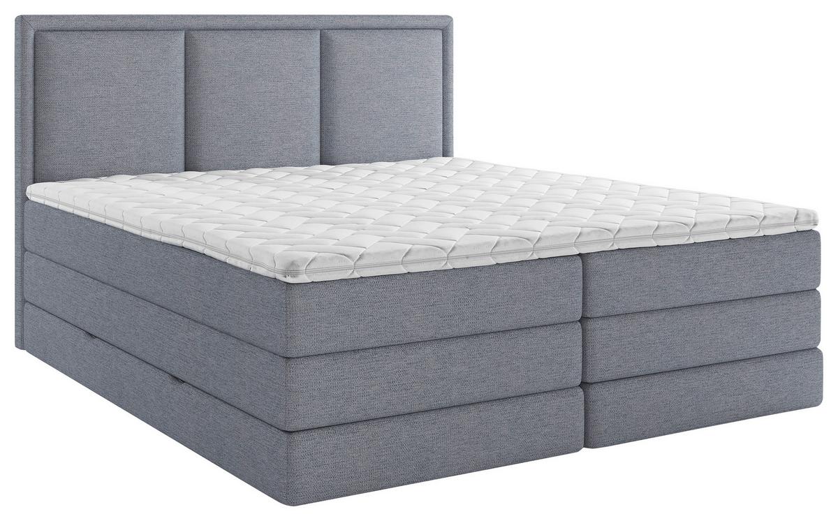 Boxspringbett mit Topper 180x220 cm Swing II K - Blau/Schwarz, Design, Holz/Holzwerkstoff (180/220cm) - MID.YOU