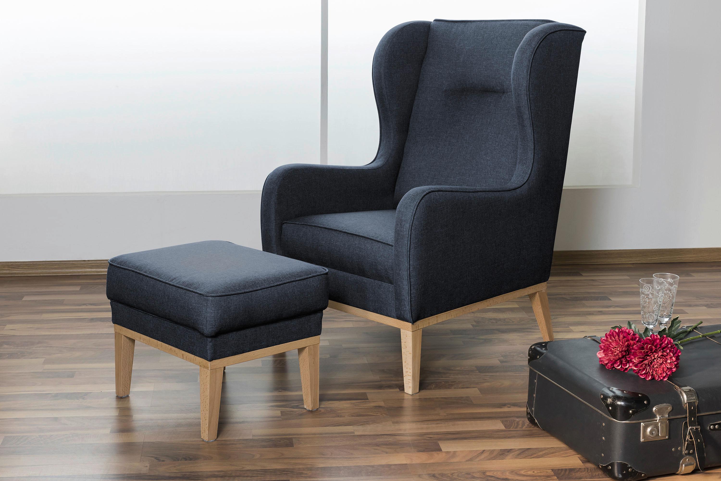 Hocker Angelo - Naturfarben/Dunkelblau, KONVENTIONELL, Textil (50/41/41cm) - Max Winzer
