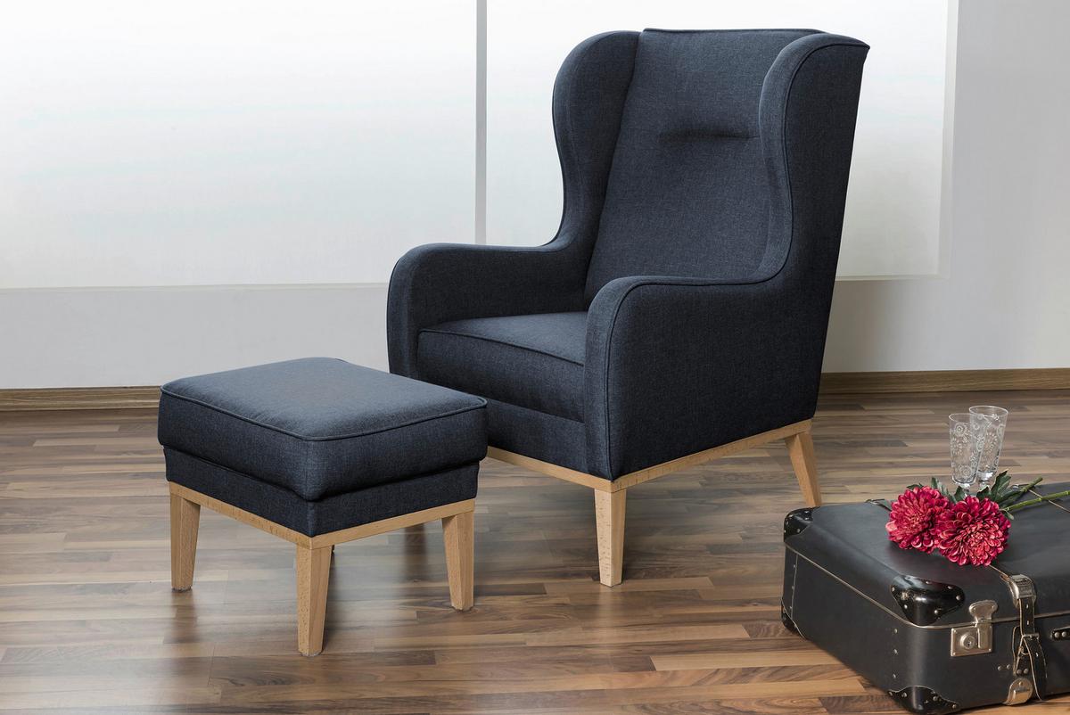 Ohrensessel Angelo - Naturfarben/Dunkelblau, KONVENTIONELL, Textil (66/104/78cm) - Max Winzer