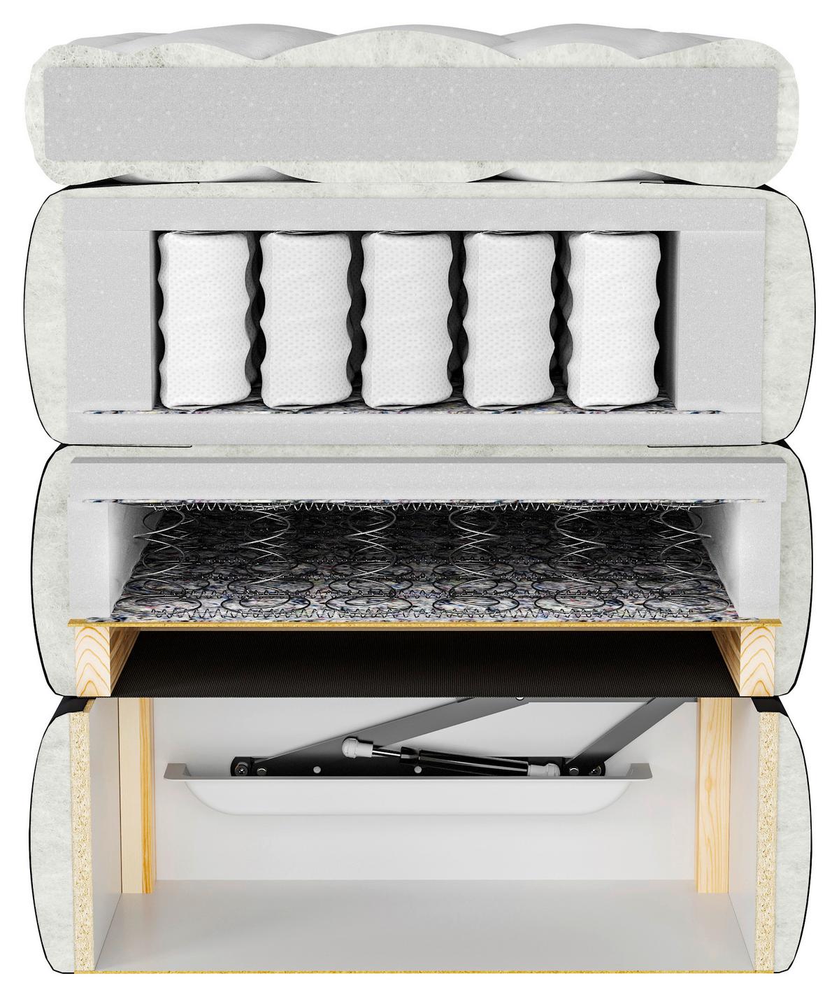 Boxspringbett Mit Bettkasten 160x200 Cm Castel V - Creme/Schwarz, MODERN, Holz/Holzwerkstoff (160/200cm) - MID.YOU