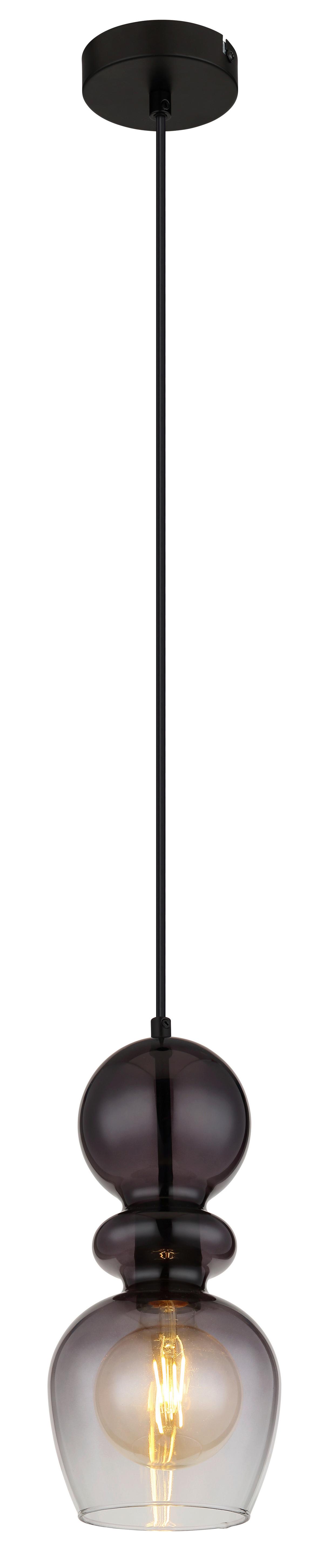 Hängeleuchte Clarity Klar Schwarz D: 15 cm - Klar/Schwarz, Basics, Glas/Kunststoff (15/150cm) - Globo