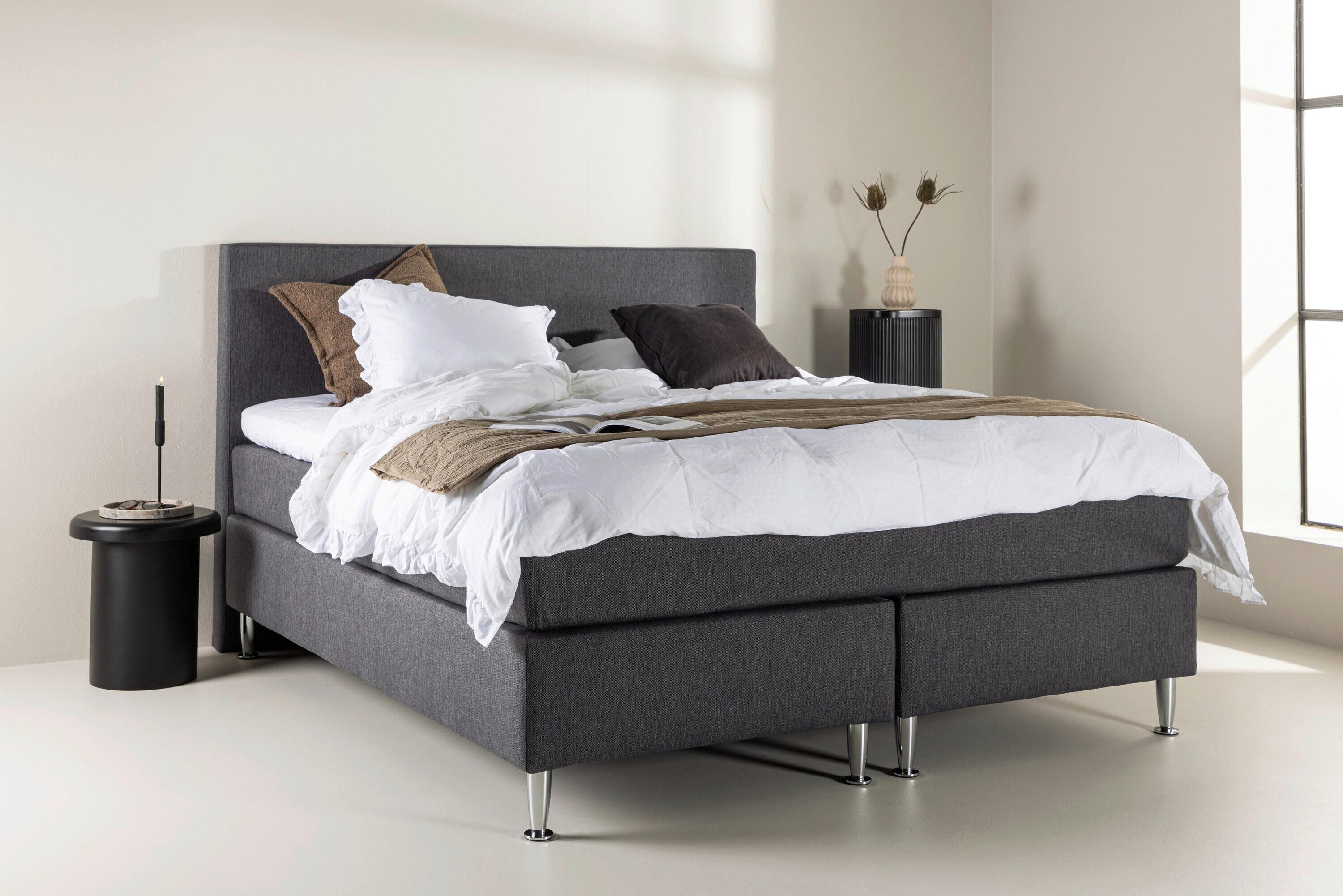 Polsterbett Toldeo Silberfarben/D. Grau B: 180cm - Dunkelgrau/Silberfarben, MODERN, Kunststoff/Textil (180/66/200cm) - Livetastic