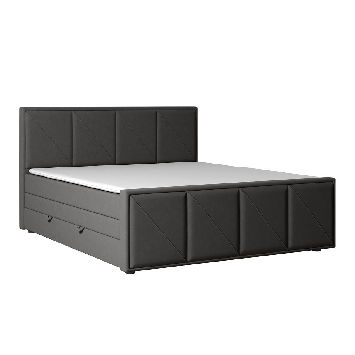 Boxspringbett Mit Bettkasten Oslo 180x200 Cm Anthrazit - Anthrazit/Schwarz, MODERN, Karton/Holzwerkstoff (180/200cm) - MID.YOU