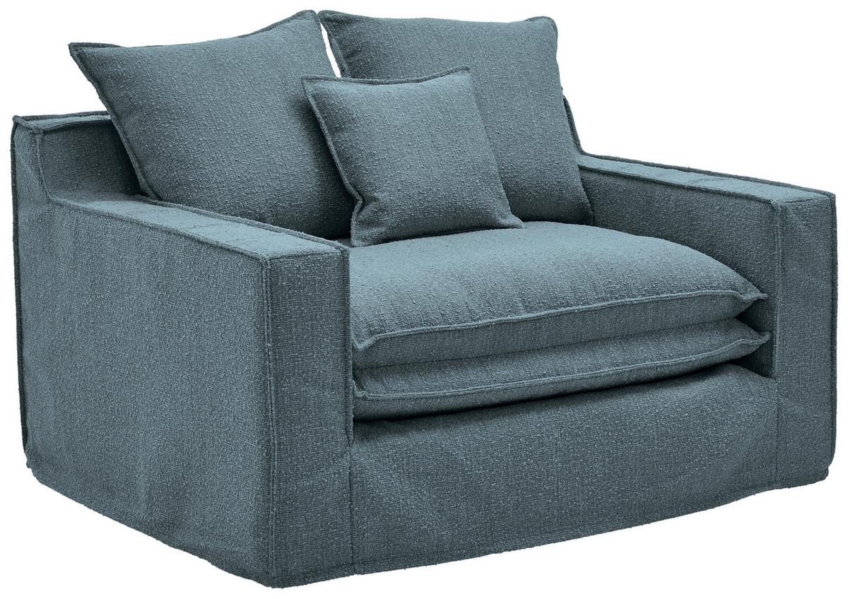 Sessel Aurora - Blau/Schwarz, Trend, Textil (129/92/105cm) - Livetastic