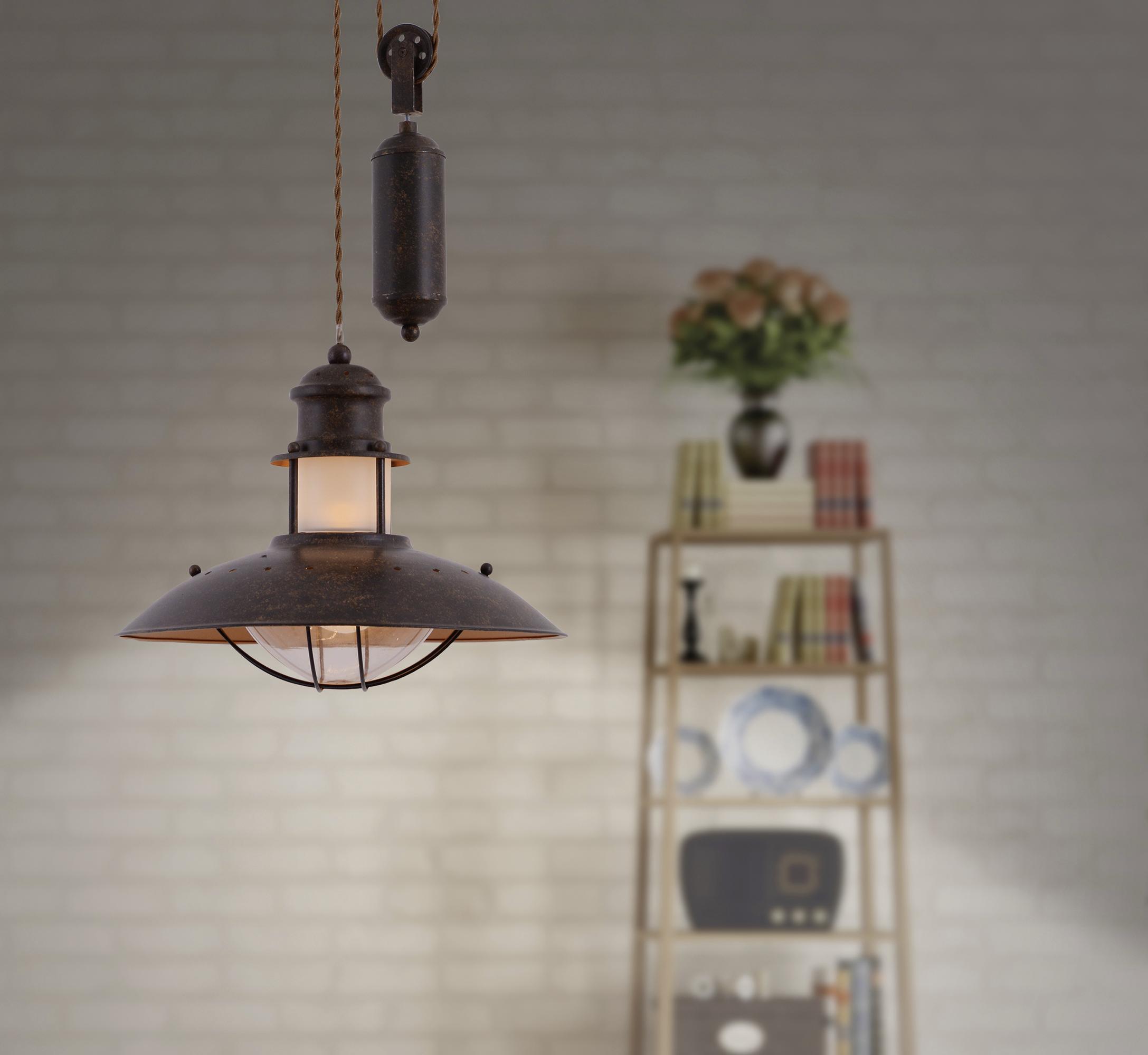 Hängeleuchte Cottage H: 150cm 1-Flammig, höhenverstellbar - Braun, KONVENTIONELL, Kunststoff/Metall (35/150cm) - Näve
