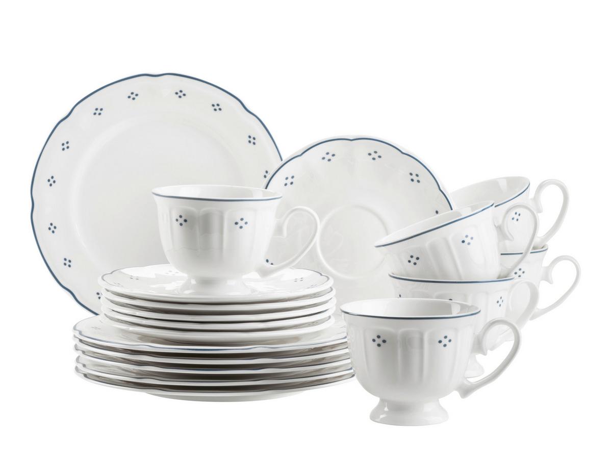 Kaffeeservice Keramik, Weiß, 18-teilig - Weiß, Basics, Keramik - Mäser