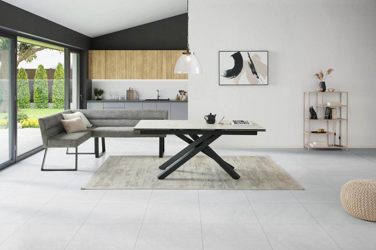 Eckbank Kea Grau, S. 150x190cm - Schwarz/Grau, KONVENTIONELL, Textil/Metall (150/190cm) - MID.YOU