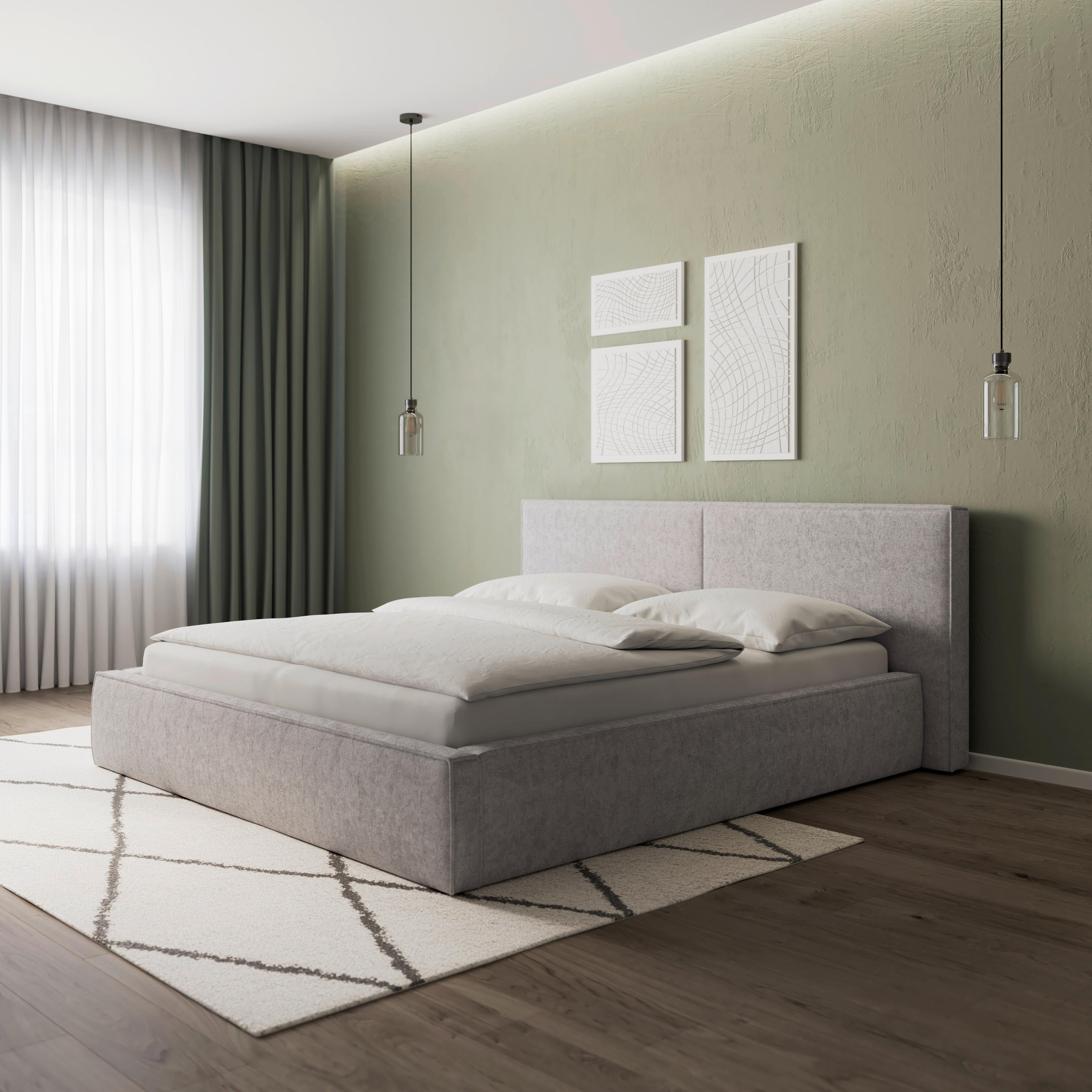 Čalúnená posteľ SERENA 180x200 cm, sivá - čierna/sivá, Modern, kov/drevo (180/200cm) - Bessagi Home
