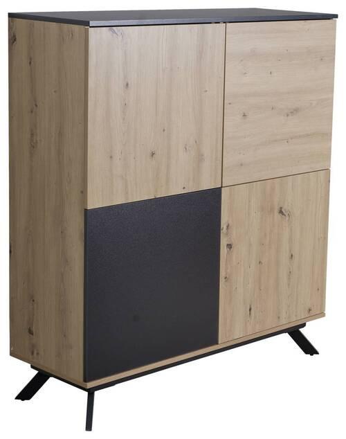 Highboard B: 110 Cm Schwarz/holz Dekor - Schwarz/Braun, Design, Holzwerkstoff (110/125/40cm) - P & B