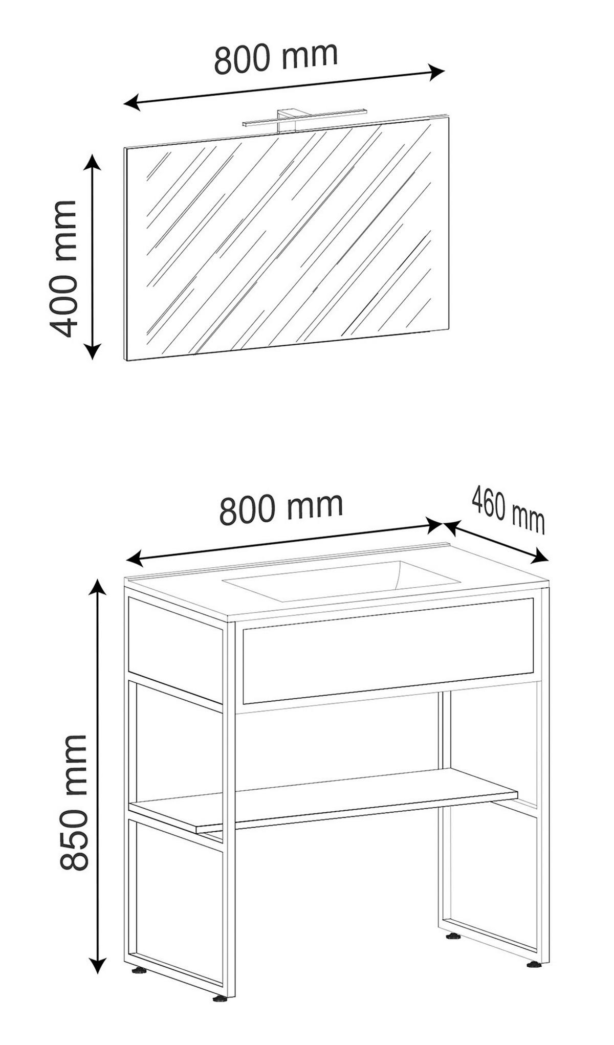 Badezimmer 3--Teilig. Waschplatz "bitila 80" - Schwarz/Weiß, MODERN, Glas/Keramik (80cm) - MID.YOU