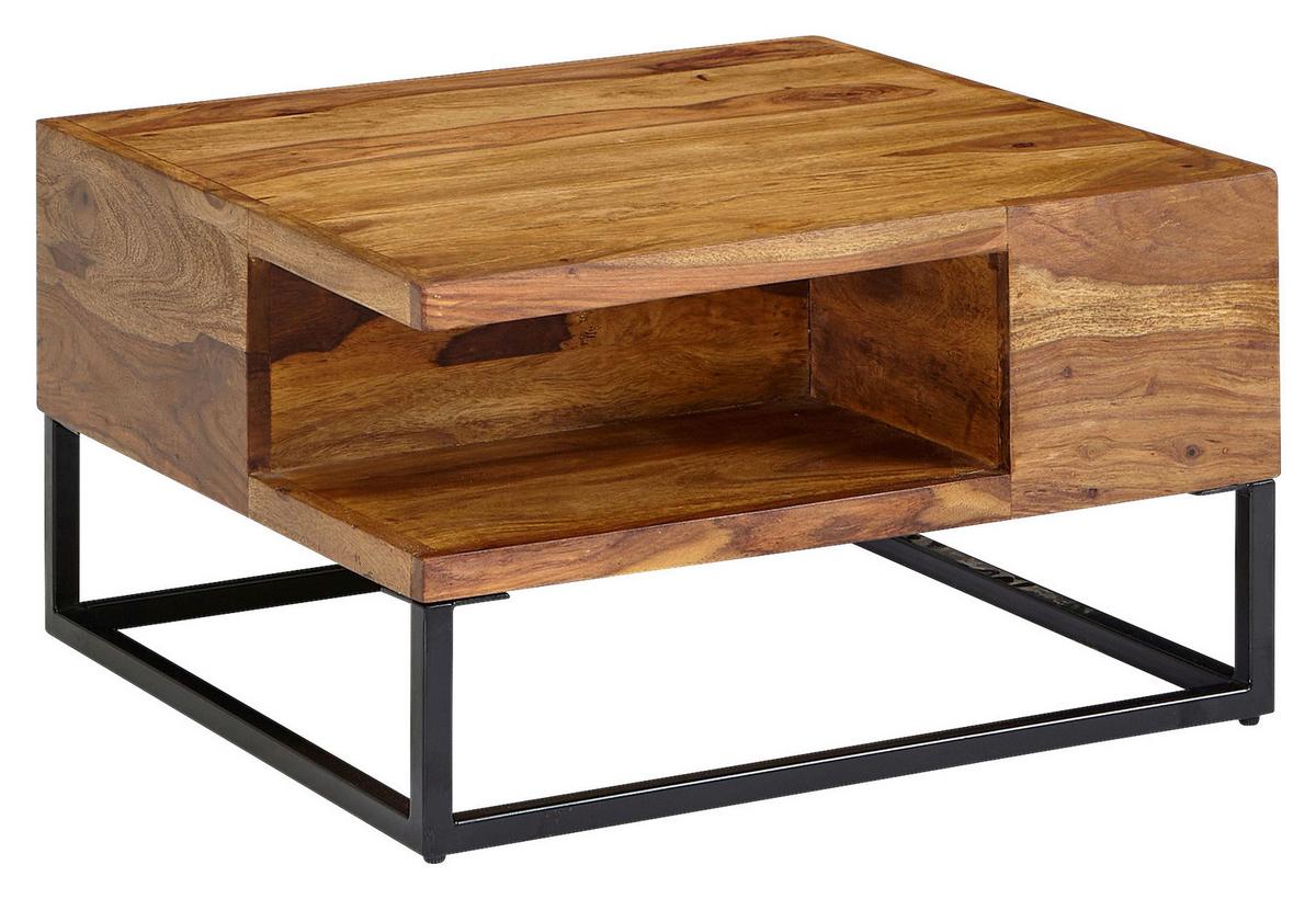 Konferenčný stolík z masívneho dreva š: 60cm - čierna/farba indického palisandra, Modern, kov/drevo (60/60/34,5cm) - MID.YOU