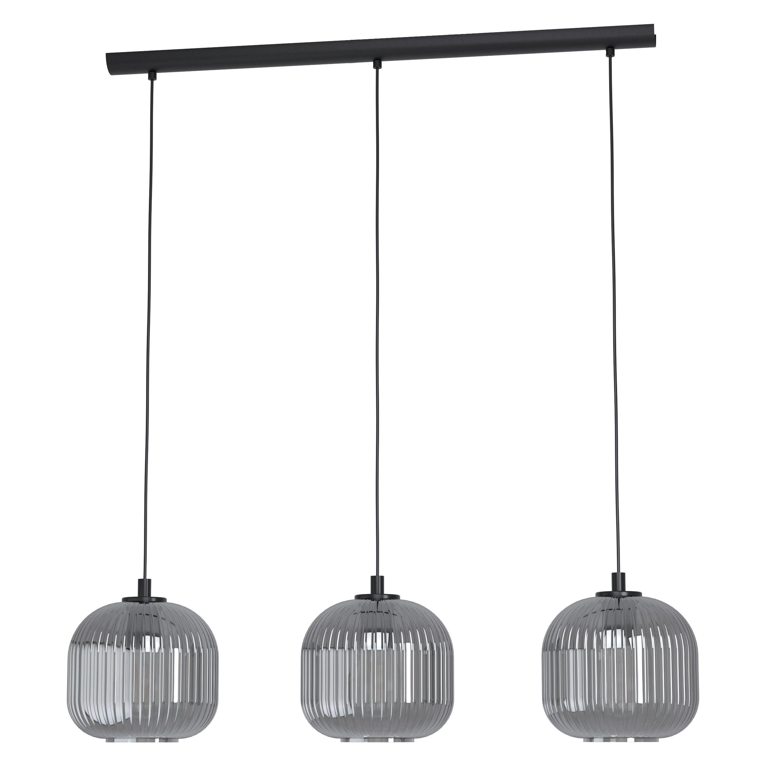 Hängeleuchte mit Glasschirmen in Schwarz-transparent