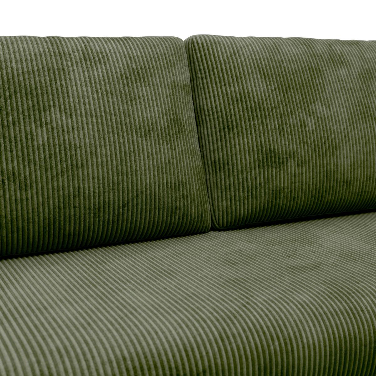 Ecksofa mit Schlaffunktion Paris Grün Cord 215x145cm - Schwarz/Grün, Basics, Holz/Holzwerkstoff (215/145cm)