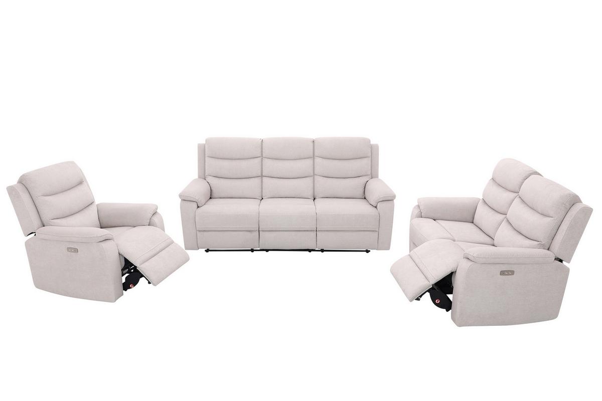 Trojmiestna relaxačná pohovka, MANCHESTER, béžová - čierna/béžová, Konventionell, textil/plast (208/102/93cm) - Based