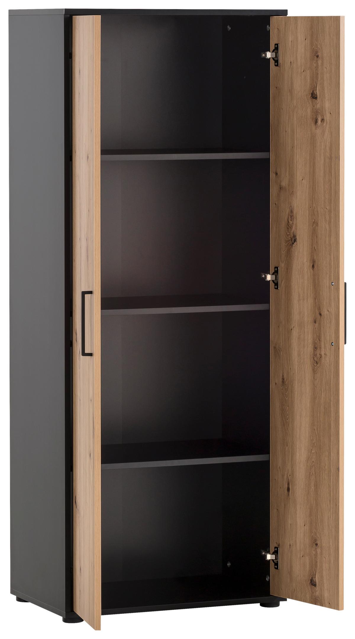 Aktenschrank Aino H650 2t - Schwarz/Eiche Artisan, MODERN, Holzwerkstoff (65,1/163,6/41cm) - MID.YOU