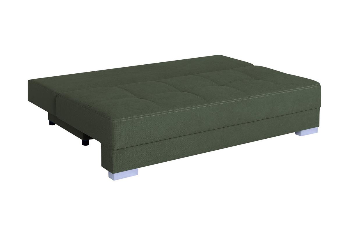Schlafsofa mit Bettkasten Ben Grün - Waldgrün/Chromfarben, Design, Holzwerkstoff/Textil (200/90/110cm) - P & B