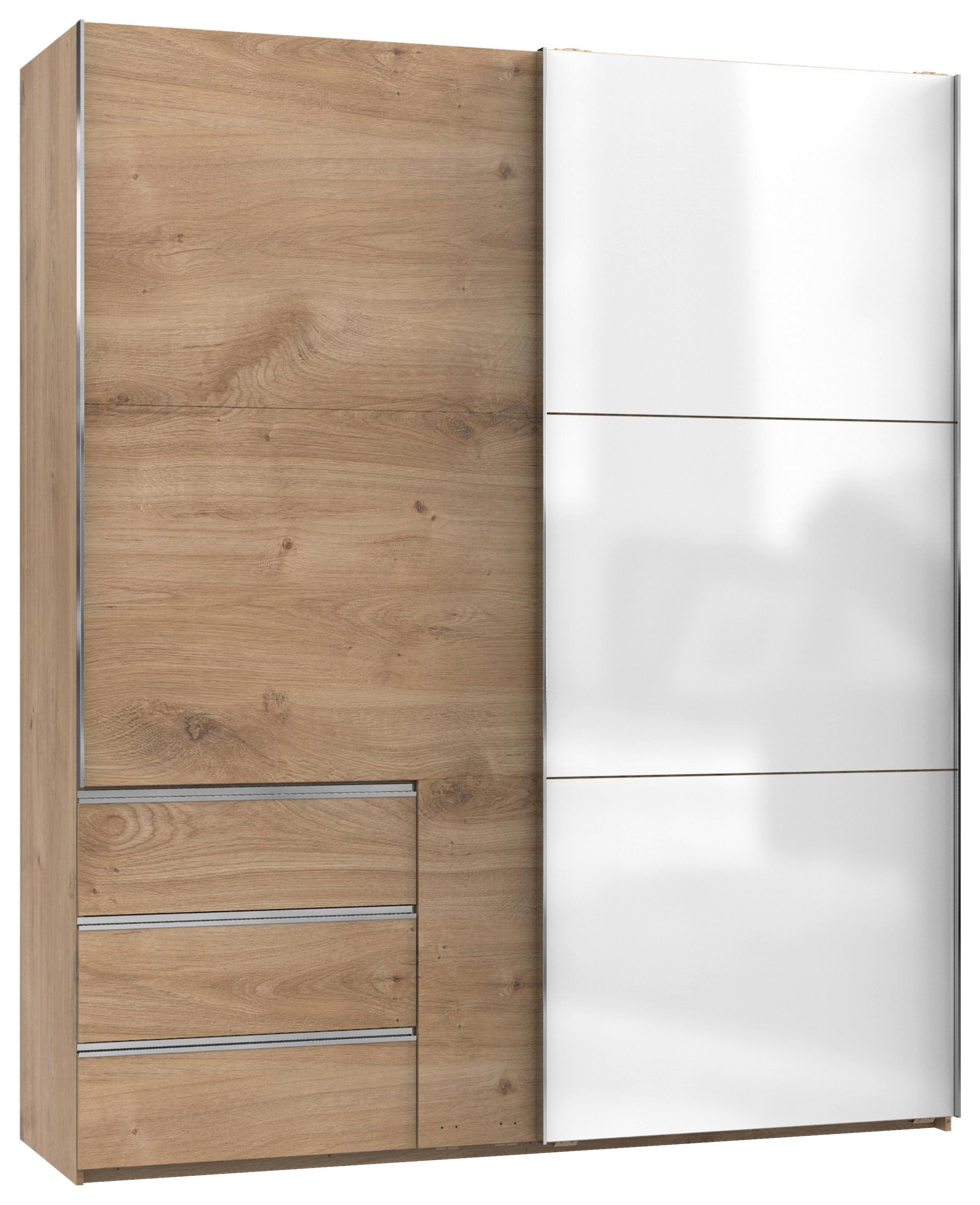Schwebetürenschrank B: 200 Cm Level 36c Weiß/eiche Dekor - Eichefarben/Weiß, MODERN, Holzwerkstoff (200/236/65cm) - MID.YOU