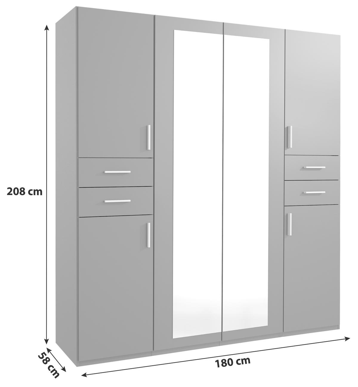 Drehtürenschrank Vegas Sahara/Graphit/Grau B: 180 cm - Graphitfarben/Grau, Basics, Glas/Holzwerkstoff (180/208/58cm) - MID.YOU