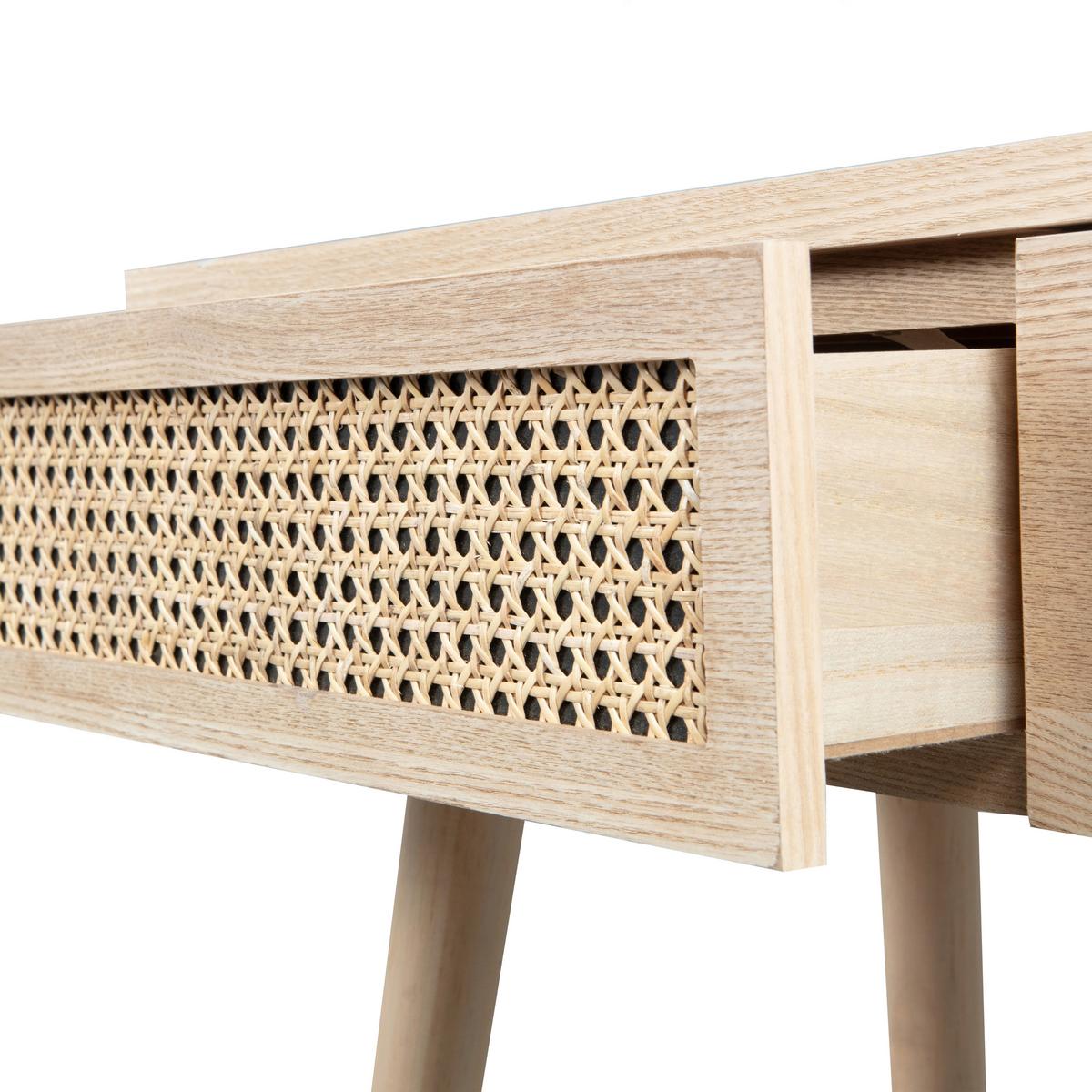 Schminktisch Soof Naturfarben L: 70cm - Naturfarben, Design, Glas/Holz (70/40/125cm) - Livetastic