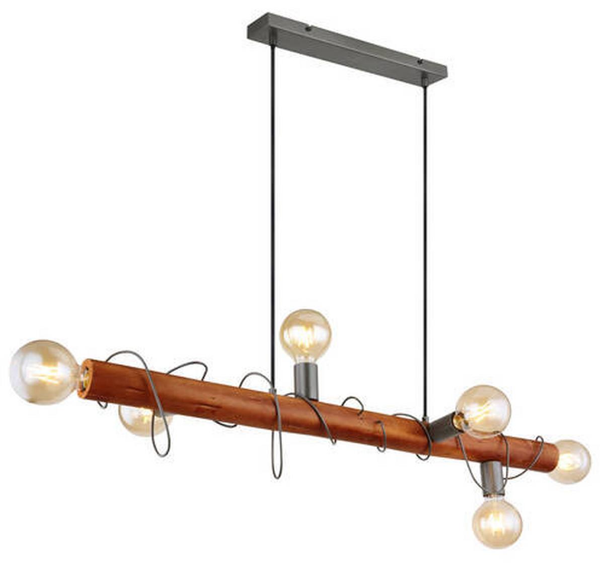 Hängeleuchte Alice H: 120 Cm 6-Flammig, Rustikal - Braun/Grau, Natur, Holz/Metall (100/20/120cm) - Globo