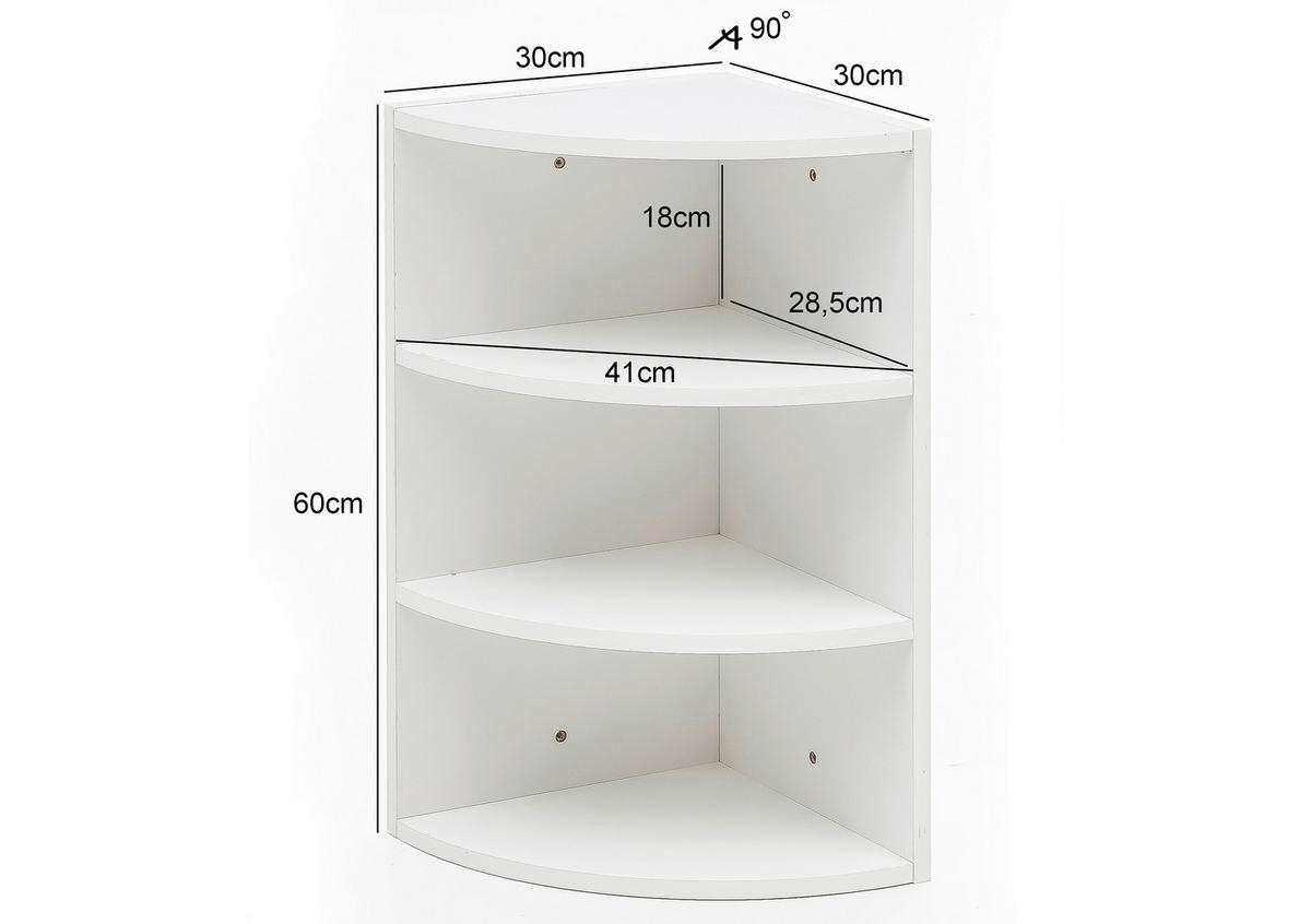 ECKREGAL B: 30 cm Weiß lackiert - Weiß, KONVENTIONELL, Holzwerkstoff (30/60/30cm) - MID.YOU