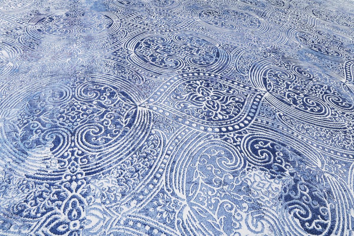 Webteppich Grace Blau/silberfarben 130x190 Cm - Blau/Silberfarben, Design, Textil (130/190cm) - WECON HOME
