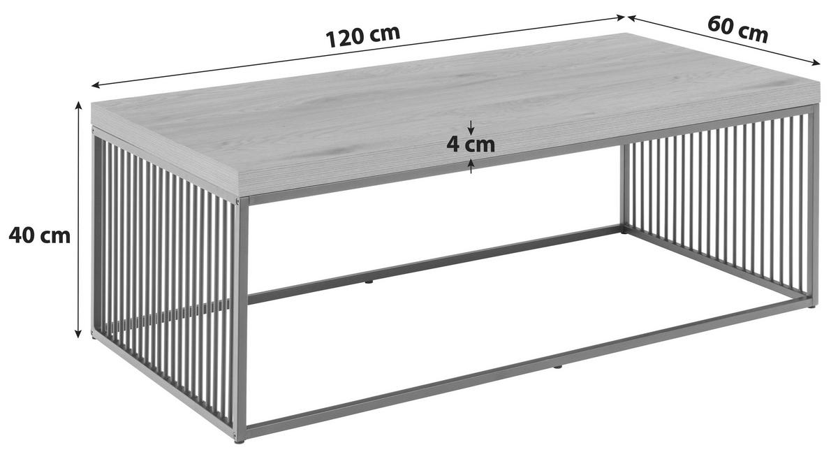 Couchtisch Strington 0000102438 - Eichefarben/Schwarz, Design, Holzwerkstoff/Metall (120/60/40cm) - Livetastic