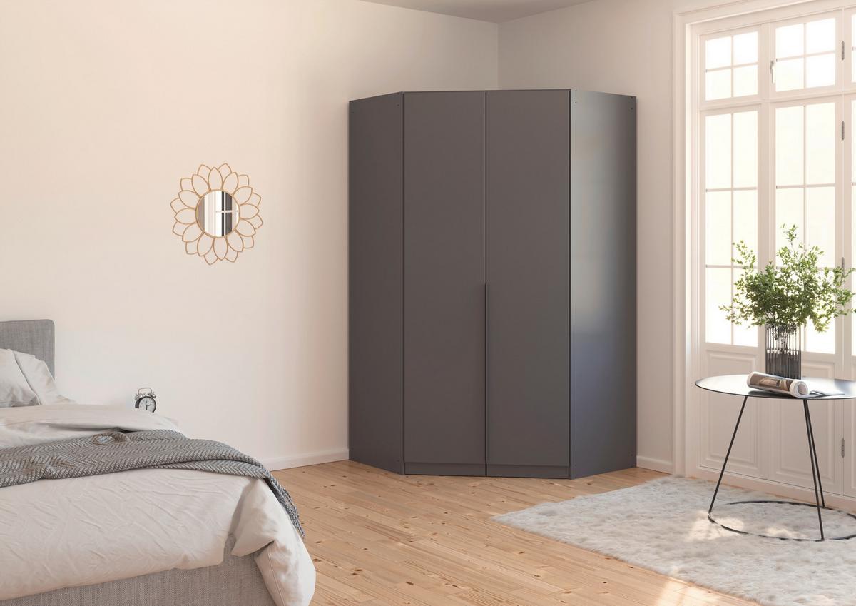Eckkleiderschrank Alabama Grau Metallic B: 117 Cm - Grau, MODERN, Holzwerkstoff (117/229/117cm) - Rauch Möbel