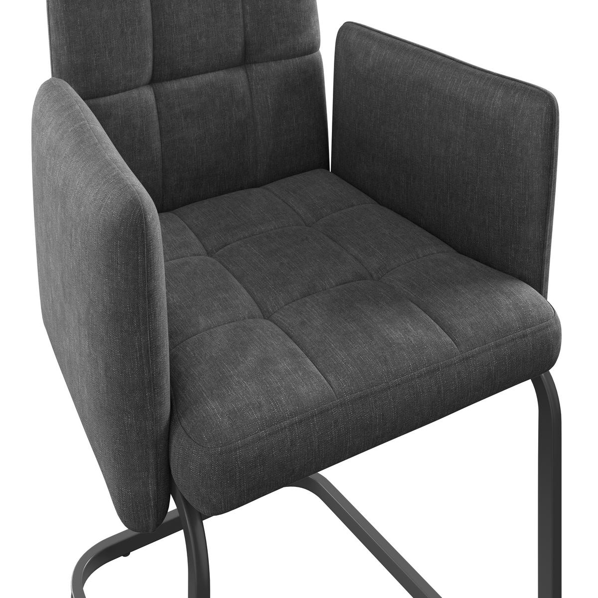 Armlehnstuhl Bordal Dunkelgrau Gepolstert - Dunkelgrau/Schwarz, MODERN, Textil/Metall (52/91/59,5cm) - MID.YOU