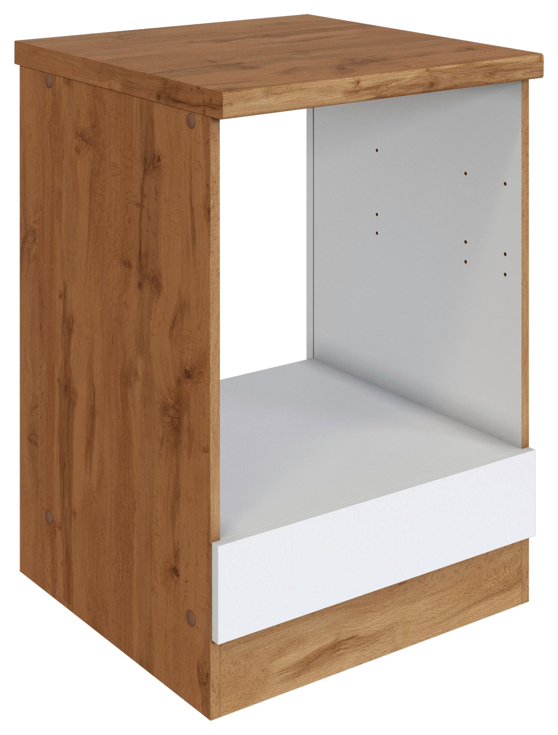 Herdumbauschrank Florenz B: 60cm Weiß mit Arbeitsplatte - Eiche Wotan/Weiß, Design, Holzwerkstoff (60/86/60cm) - Held