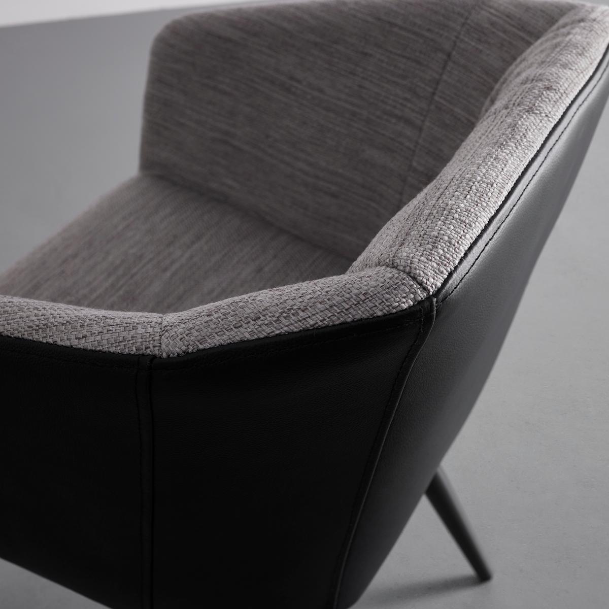 Jedálenská stolička Bianco pravá koža čierna - čierna/sivá, Modern, kov/koža (55,5/75,5/58cm) - Bessagi Home