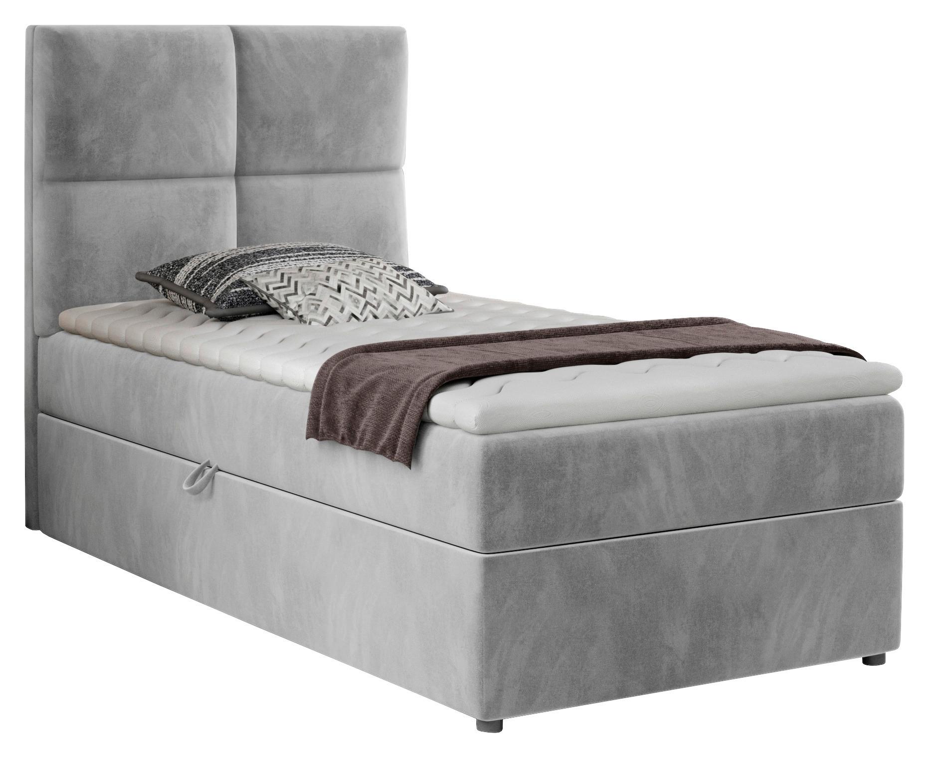 Boxbett Rivia Hellgrau Lf: 90x200 Cm - Silberfarben/Hellgrau, MODERN, Holz/Textil (90/200cm) - MID.YOU
