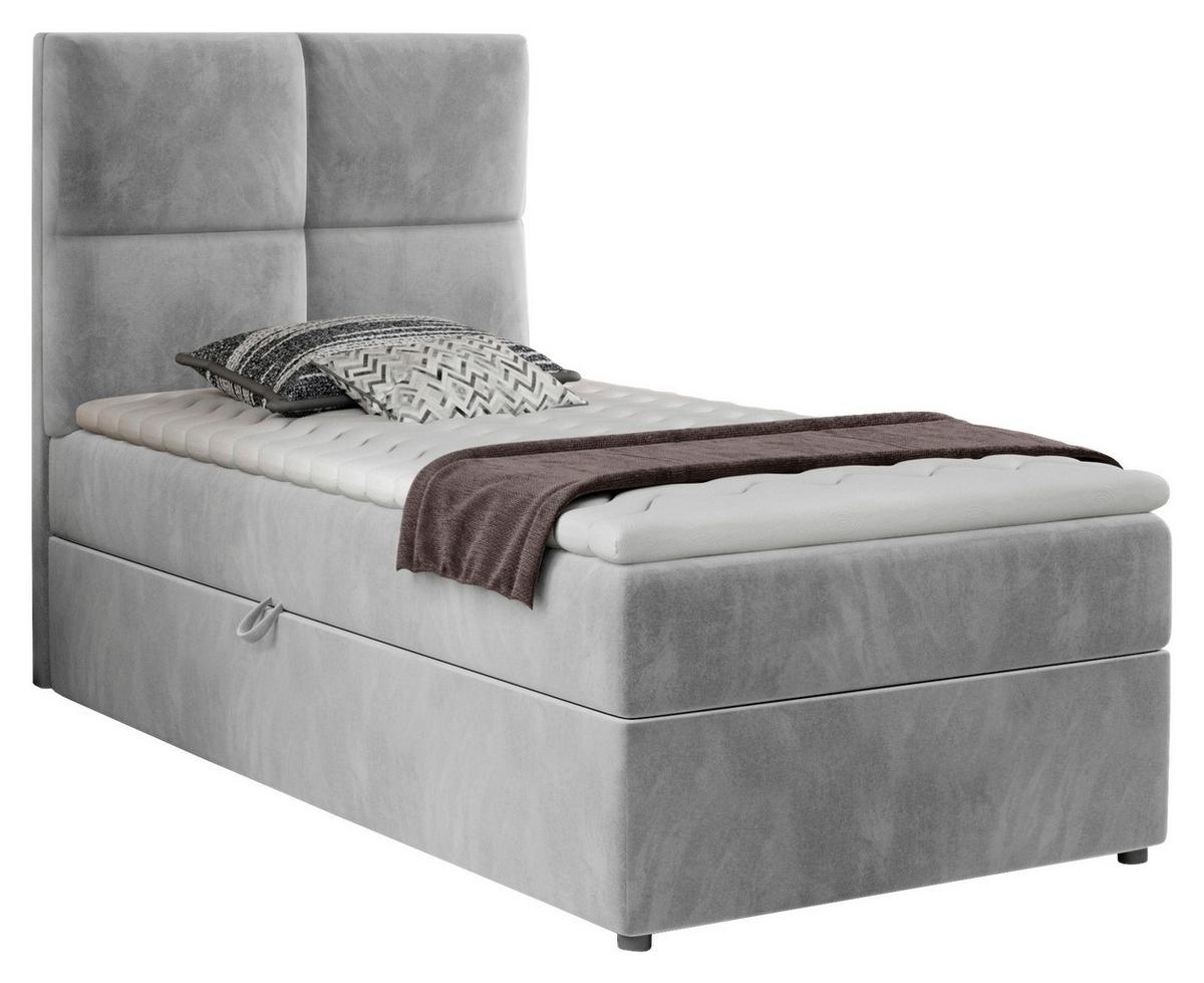 Boxbett Rivia Hellgrau Lf: 90x200 cm - Silberfarben/Hellgrau, MODERN, Holz/Textil (90/200cm) - MID.YOU