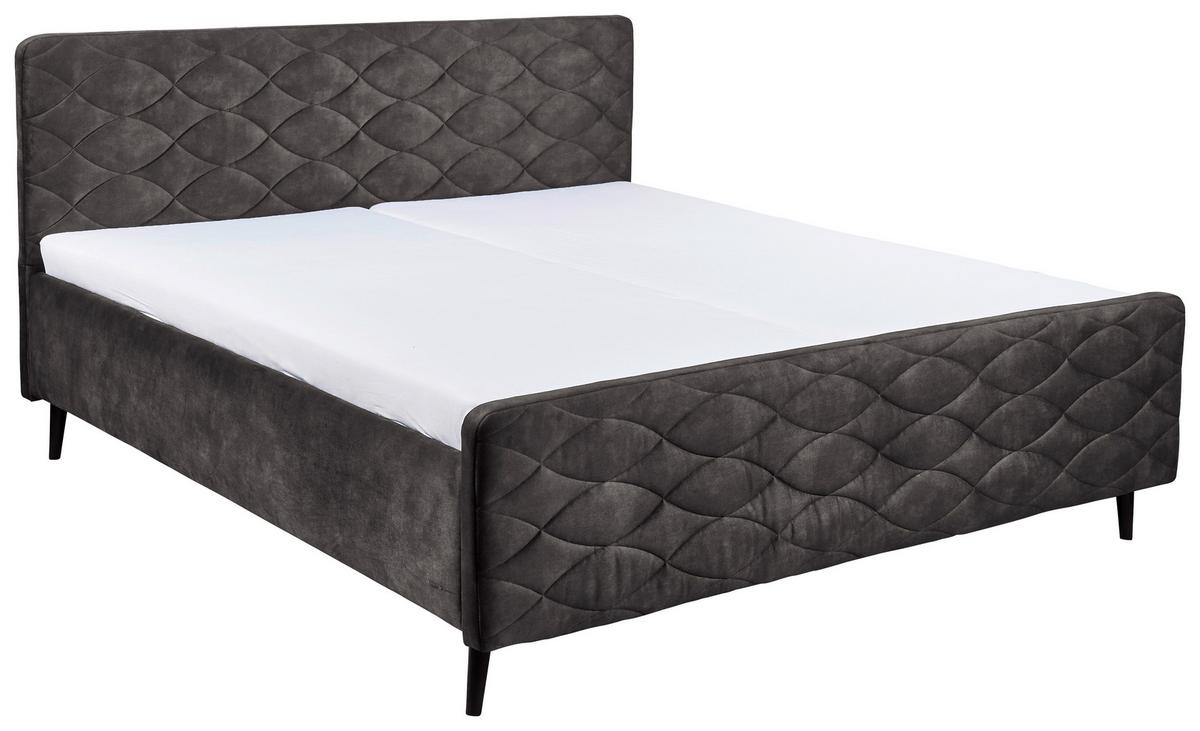 Polsterbett Mario A 180x200 Dunkelbraun - Dunkelgrau, Basics, Holzwerkstoff/Textil (180/200cm) - MID.YOU