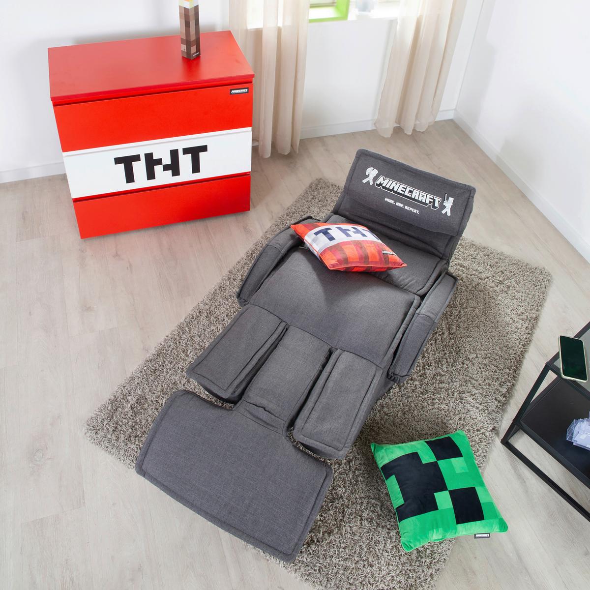 Polstersessel Mit Armlehnen Minecraft Stoffbezug Grau - Grau, MODERN, Textil/Metall (62/80/60cm) - Minecraft