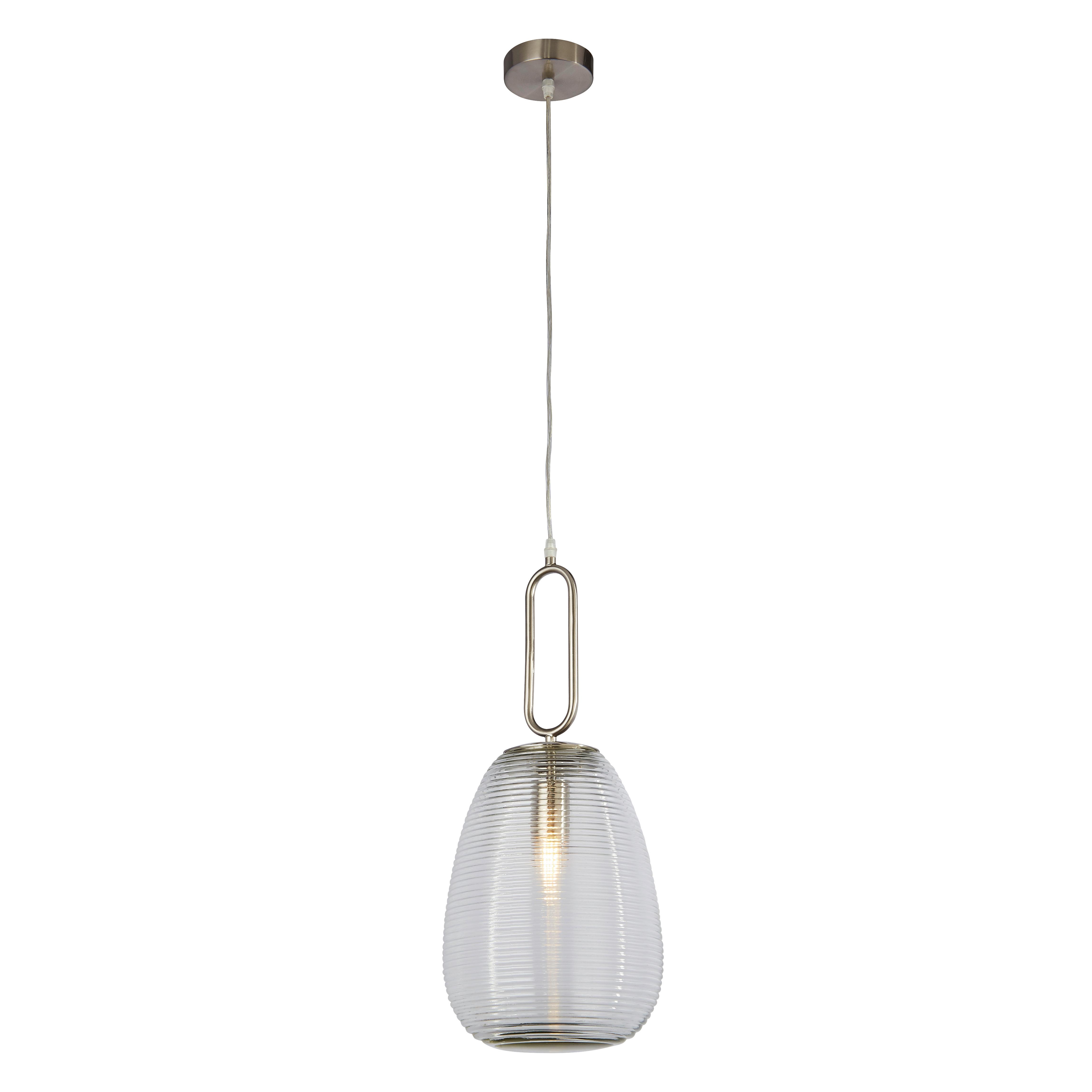 Hängeleuchte 43581-1sn Elixir - Nickelfarben, KONVENTIONELL, Glas/Metall (24/130cm)